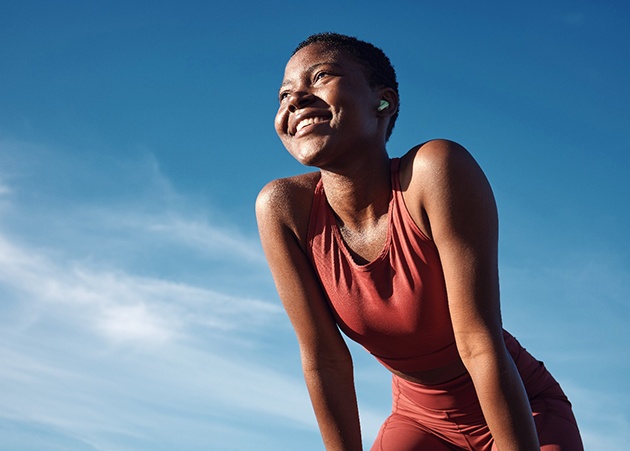 Lady smiles after exercise