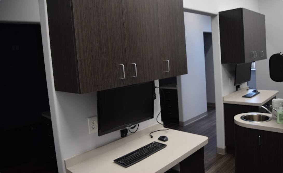 Computer on counter in dental office